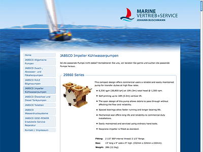 Marinevertrieb + Service Johann Buschmann – Bug- und Heckschrauben, Stabilisierungssysteme, Steuersysteme, Toiletten-Systeme, Pumpen, Impeller und Ersatzteile