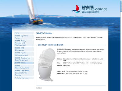 Marinevertrieb + Service Johann Buschmann – Bug- und Heckschrauben, Stabilisierungssysteme, Steuersysteme, Toiletten-Systeme, Pumpen, Impeller und Ersatzteile